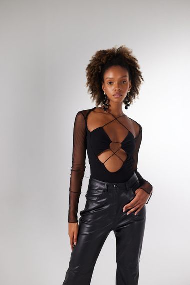 Bony Bodysuit Siyah - fotoğraf 1