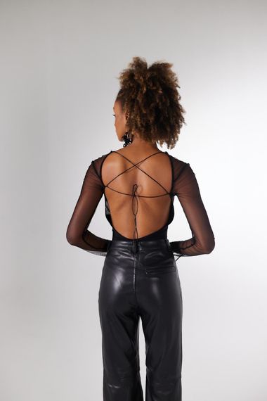 Bony Bodysuit Siyah - fotoğraf 5