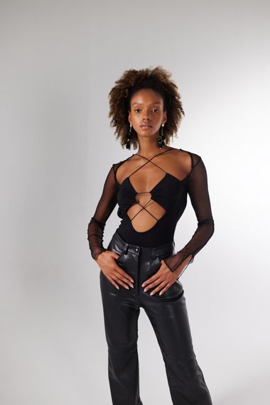 Bony Bodysuit Siyah - fotoğraf 3