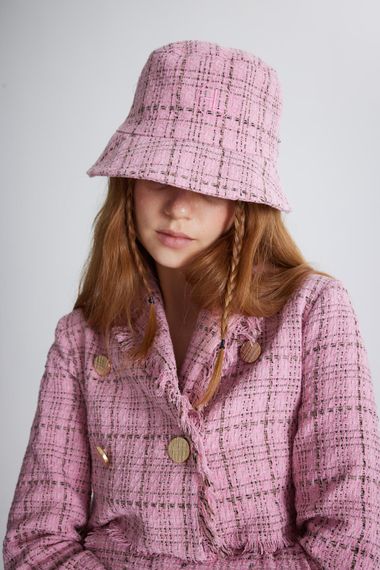 Tweed Bucket Şapka Pembe - fotoğraf 2