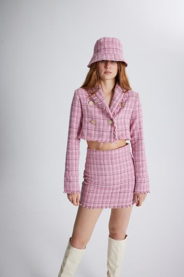 Tweed Bucket Şapka Pembe - fotoğraf 4