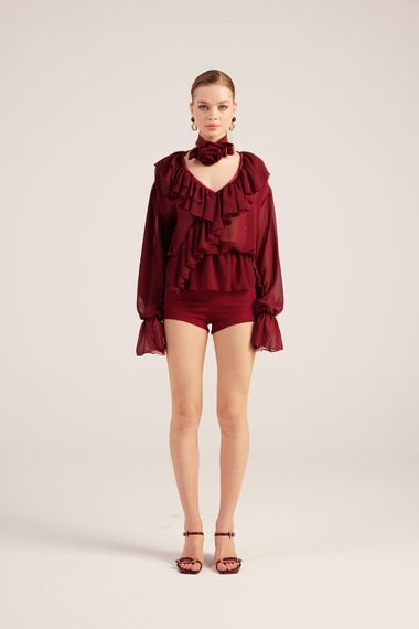 Sassy Gömlek Bordo - fotoğraf 1