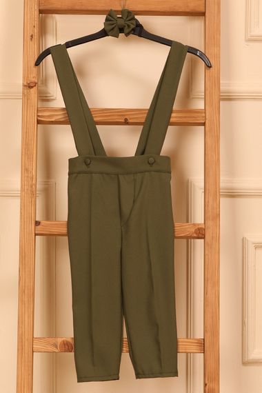 Khaki Green Salopet Pants and Bowtie