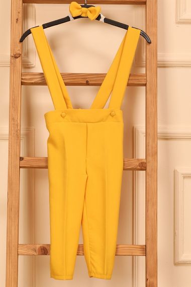 Mustard Yellow Salopette Pants and Bow Tie