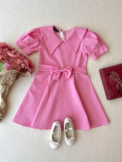 Pink Polka Dot Tunic and Pink Polka Dot Collar Poplin Girl's Dress - photo 3