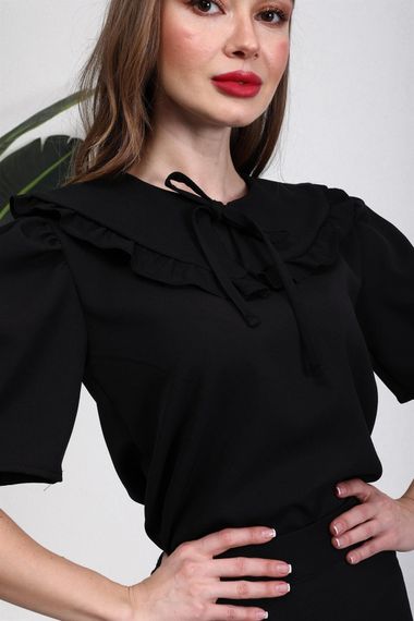 Black Frilly Crepe Collar - photo 1