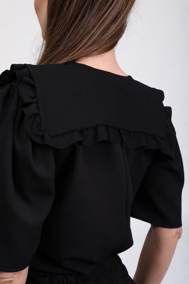 Black Frilly Crepe Collar - photo 4