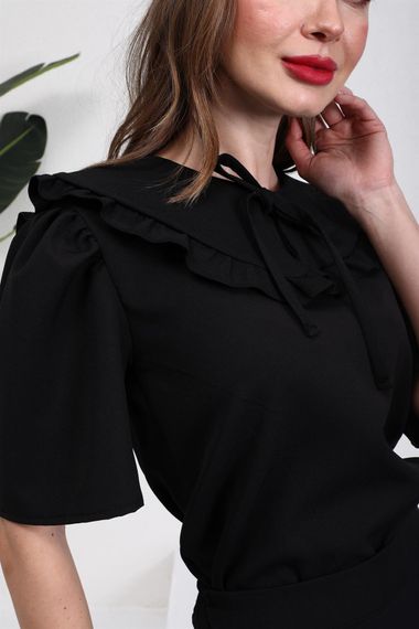 Black Frilly Crepe Collar - photo 3