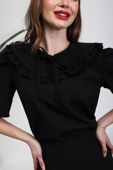 Black Frilly Crepe Collar - photo 2