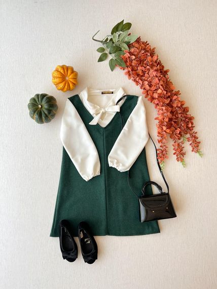 Green Color Stash Gilet Girl's Dress - photo 2