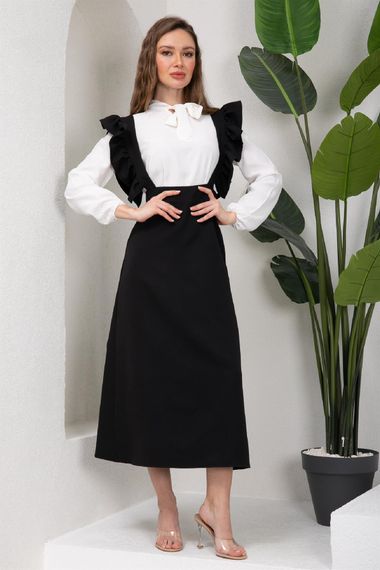 Long Black Crepe Salopet Skirt - photo 1