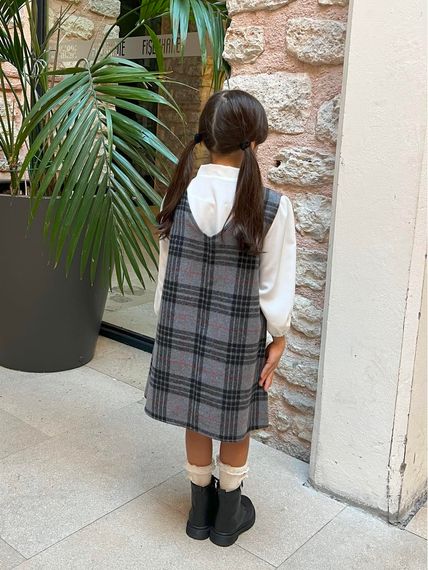 GIRL GRAY BLACK PLAID GIRETTE DRESS - photo 4