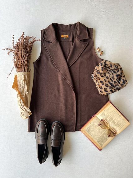 Brown Wool Effect Vest - photo 2