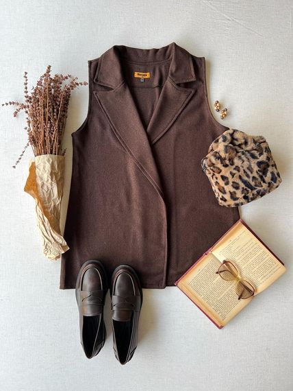 Brown Wool Effect Vest - photo 1