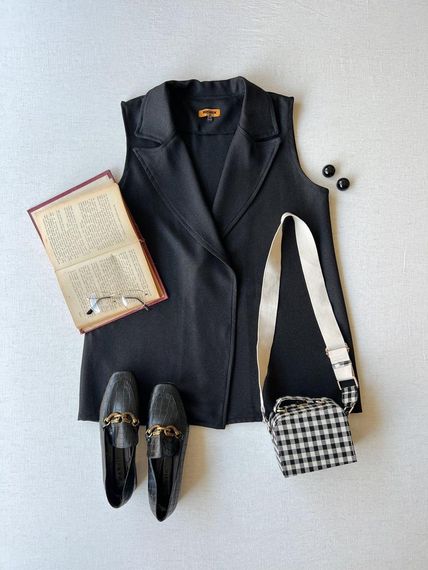 Black Color Wool Effect Vest - photo 2