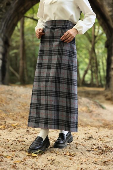 Gray Plaid Long Skirt - photo 2