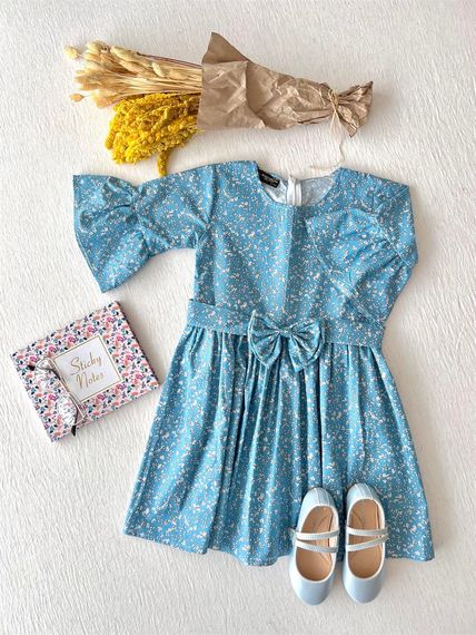 Blue Poplin Tunic and Blue Poplin Girls' Dress - photo 3