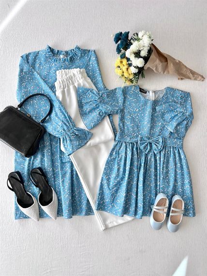 Blue Poplin Tunic and Blue Poplin Girls' Dress - photo 4