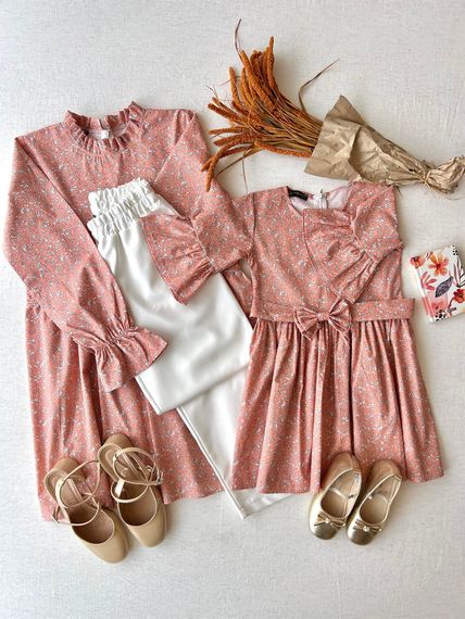 Orange Poplin Tunic and Orange Poplin Girl's Dress Combination - photo 4