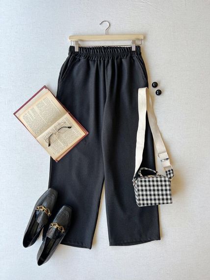 Black Color Wool Effect Trousers - photo 2