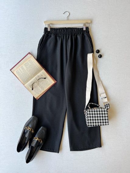 Black Color Wool Effect Trousers - photo 1