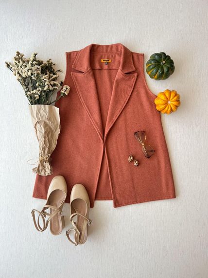 Salmon Color Long Cuff Vest - photo 2