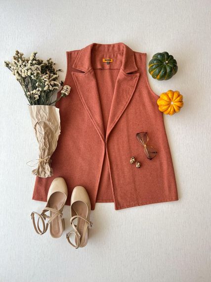 Salmon Color Long Cuff Vest - photo 1