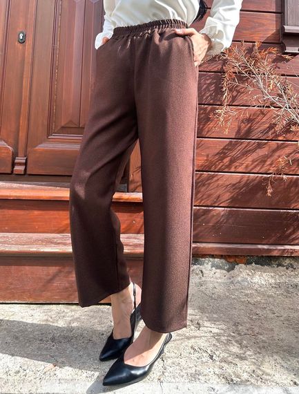 Women's Brown Wool Effect Trousers - photo 2