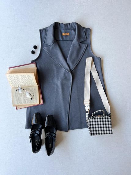 Gray Color Wool Effect Vest - photo 1