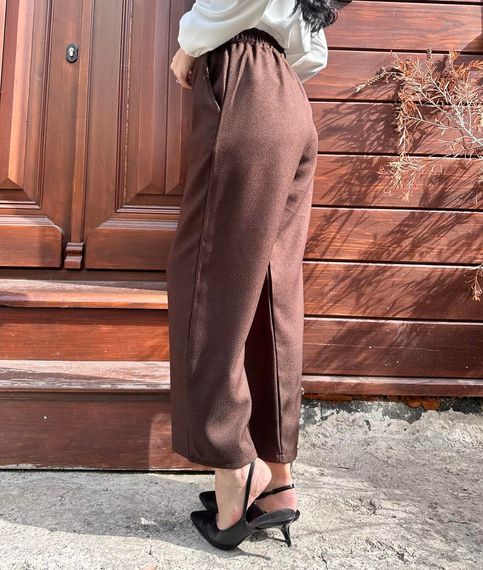 Women's Brown Wool Effect Trousers - photo 3