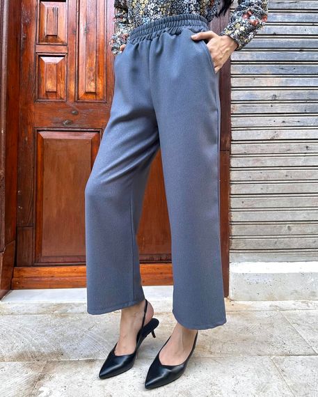 Women's Gray Color Wool Effect Trousers - photo 2