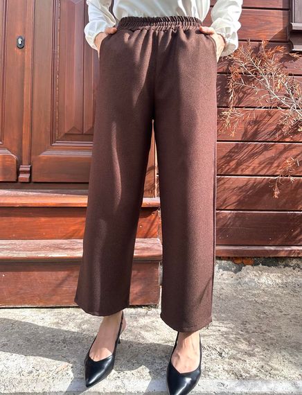 Women's Brown Wool Effect Trousers - photo 1