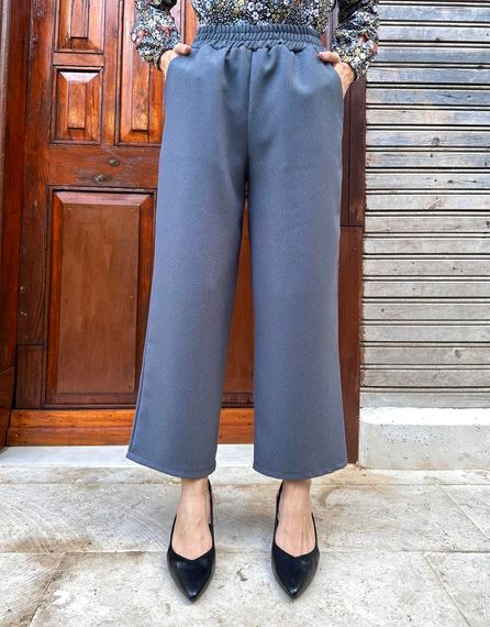 Women's Gray Color Wool Effect Trousers - photo 1