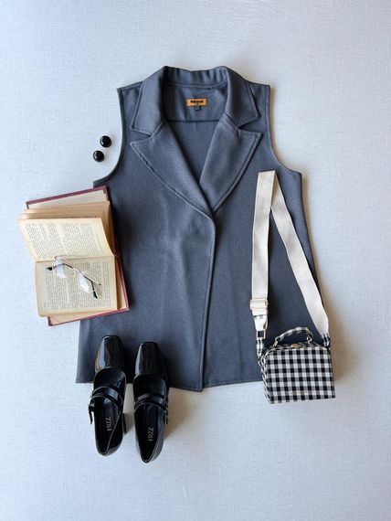 Gray Color Wool Effect Vest - photo 2