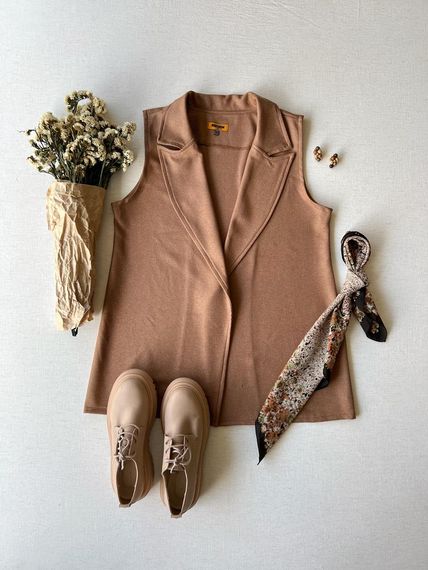 Tan Color Wool Effect Vest - photo 2