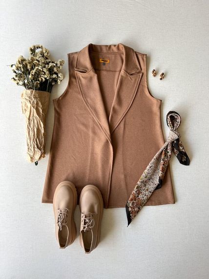 Tan Color Wool Effect Vest - photo 1