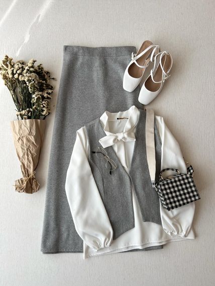 Gray Color Short Stitched Vest - photo 2