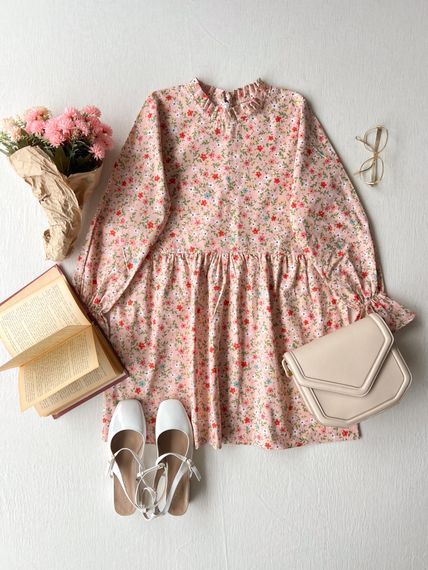 Powder Floral Ruffle Collar Poplin Tunic and Girls' Dress - photo 3