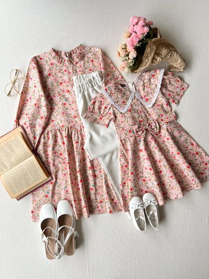 Powder Floral Ruffle Collar Poplin Tunic and Girls' Dress - photo 4