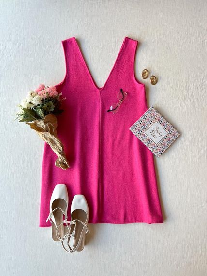 Pink Color Stamp Women's Short Gilet Dress - photo 2