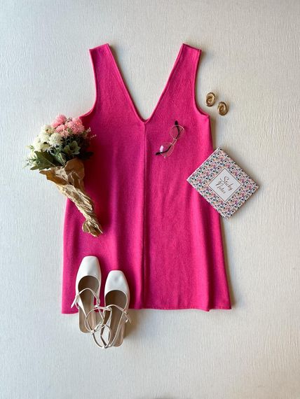 Pink Color Stamp Women's Short Gilet Dress - photo 4