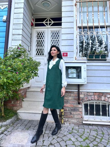 Emerald Green Stamp Short Gilet Dress - photo 2