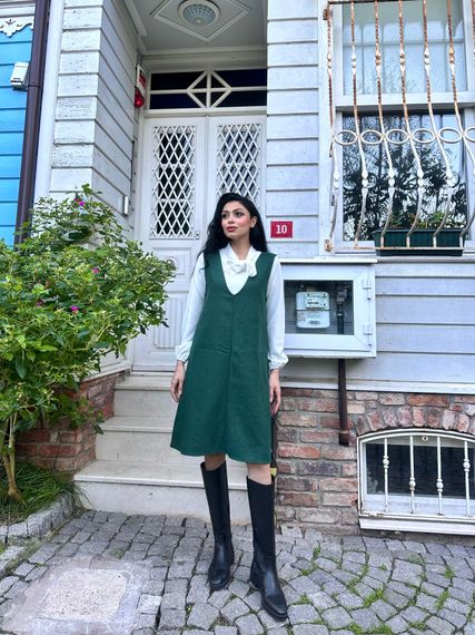 Emerald Green Stamp Short Gilet Dress - photo 3