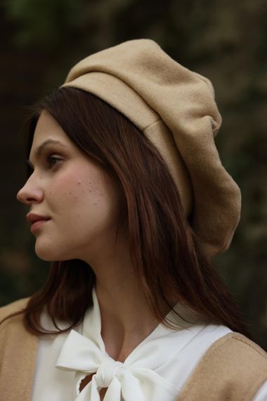 Women's Beige Colored Cashmere Hat - photo 3