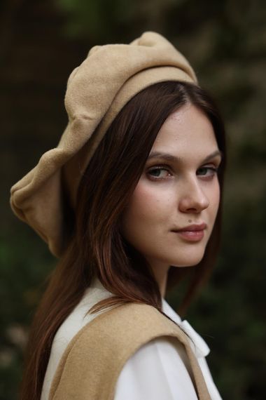 Women's Beige Colored Cashmere Hat - photo 2