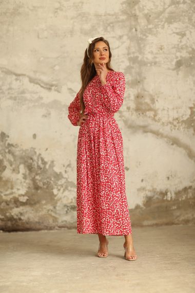 Hijab Red Daisy Poplin Dress - photo 2