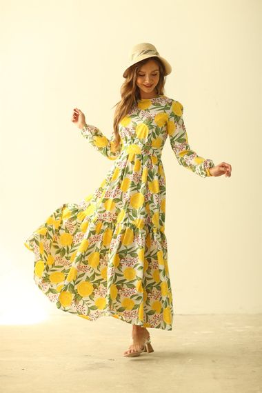 Hijab Lemon Patterned Layered Dress - photo 2