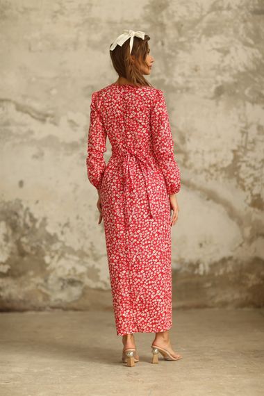 Hijab Red Daisy Poplin Dress - photo 5