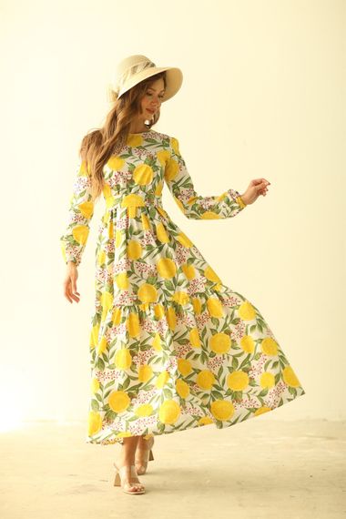 Hijab Lemon Patterned Layered Dress - photo 1