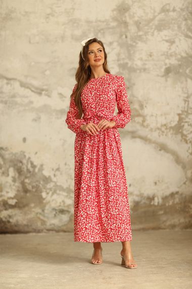 Hijab Red Daisy Poplin Dress - photo 1